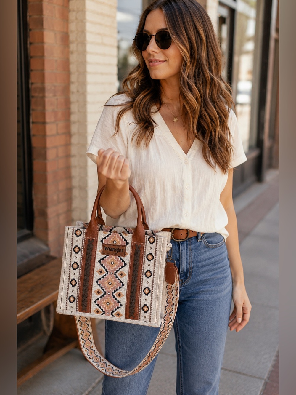 Wrangler Western Boho Aztec Tote Bag | Crossbody Shoulder Bag WG2202-8120SCF